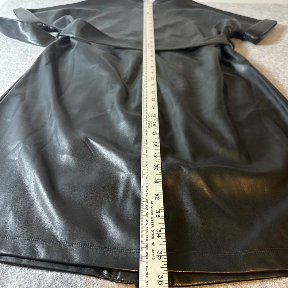 Susan Graver Women's Faux Leather Button Front Dress Black Sz MP NWOT - Citycore